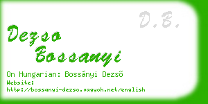 dezso bossanyi business card